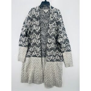 TravelSmith Womens XL Longline Cardigan Sweater Fair Isle Layering Cozy